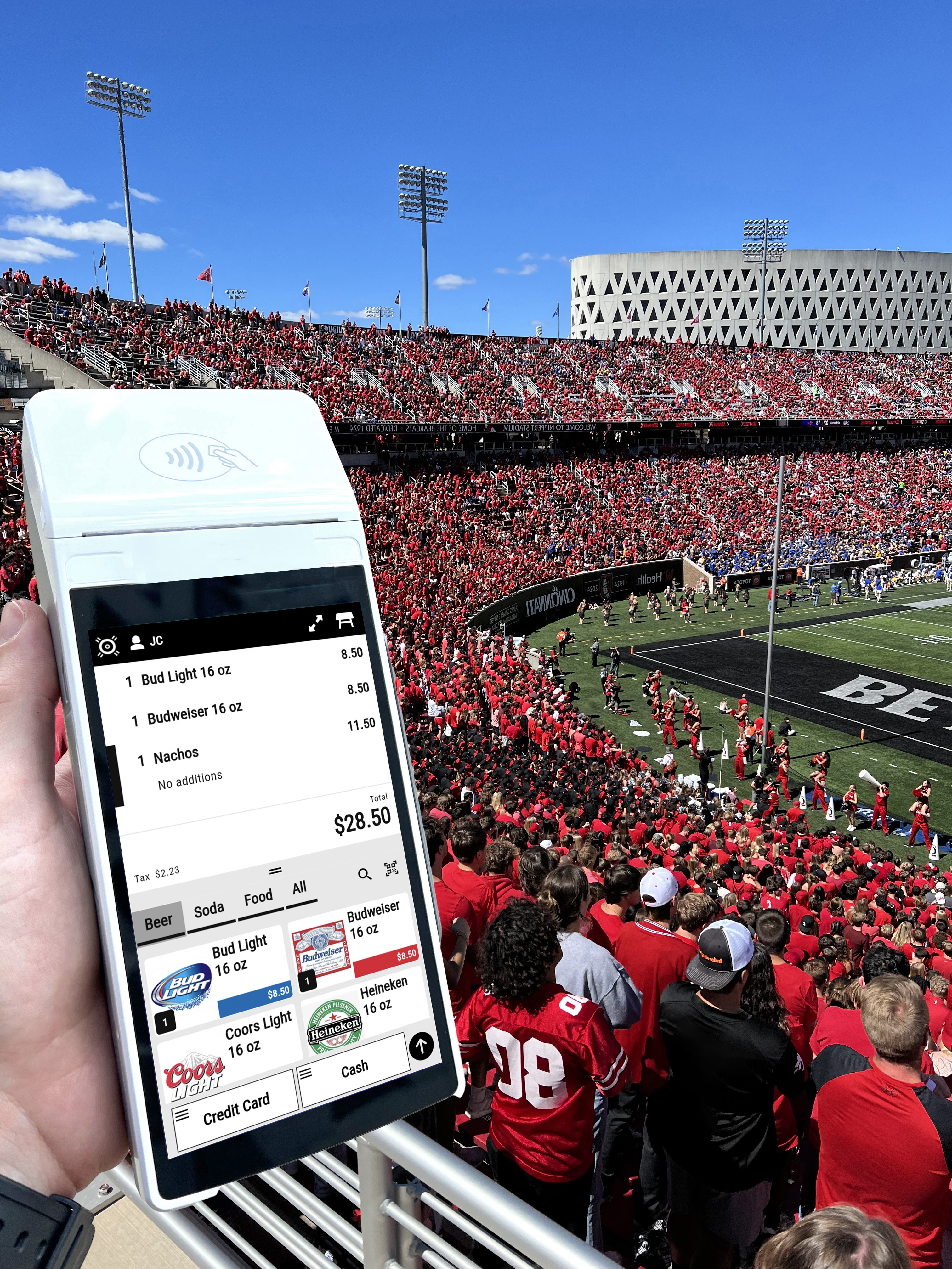 Castles Technology POS device at Nippert Stadium Uni of Cincinnati