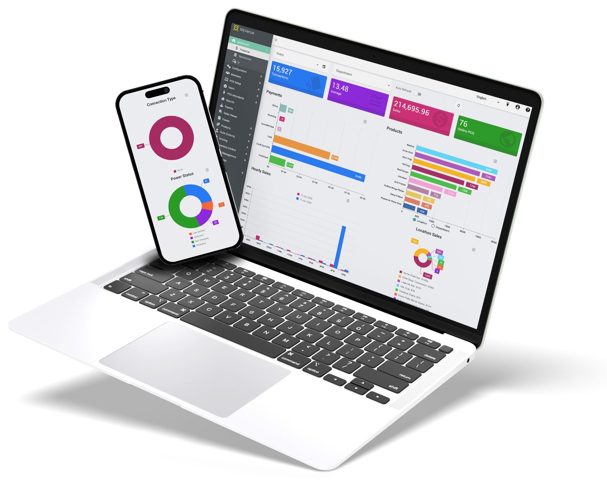 MyVenue back officce on a laptop and mobile device